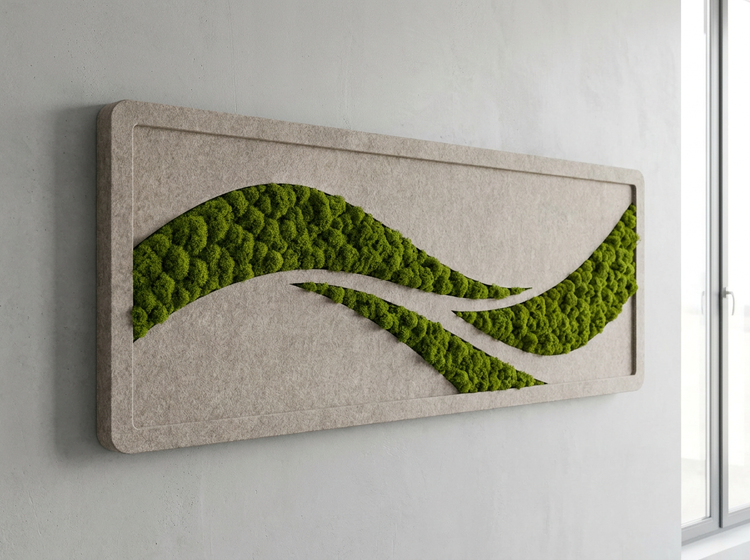 Akustik-Moosbild Arch 140×50 cm – echtes Moos direkt im schallabsorbierenden Akustikfilz