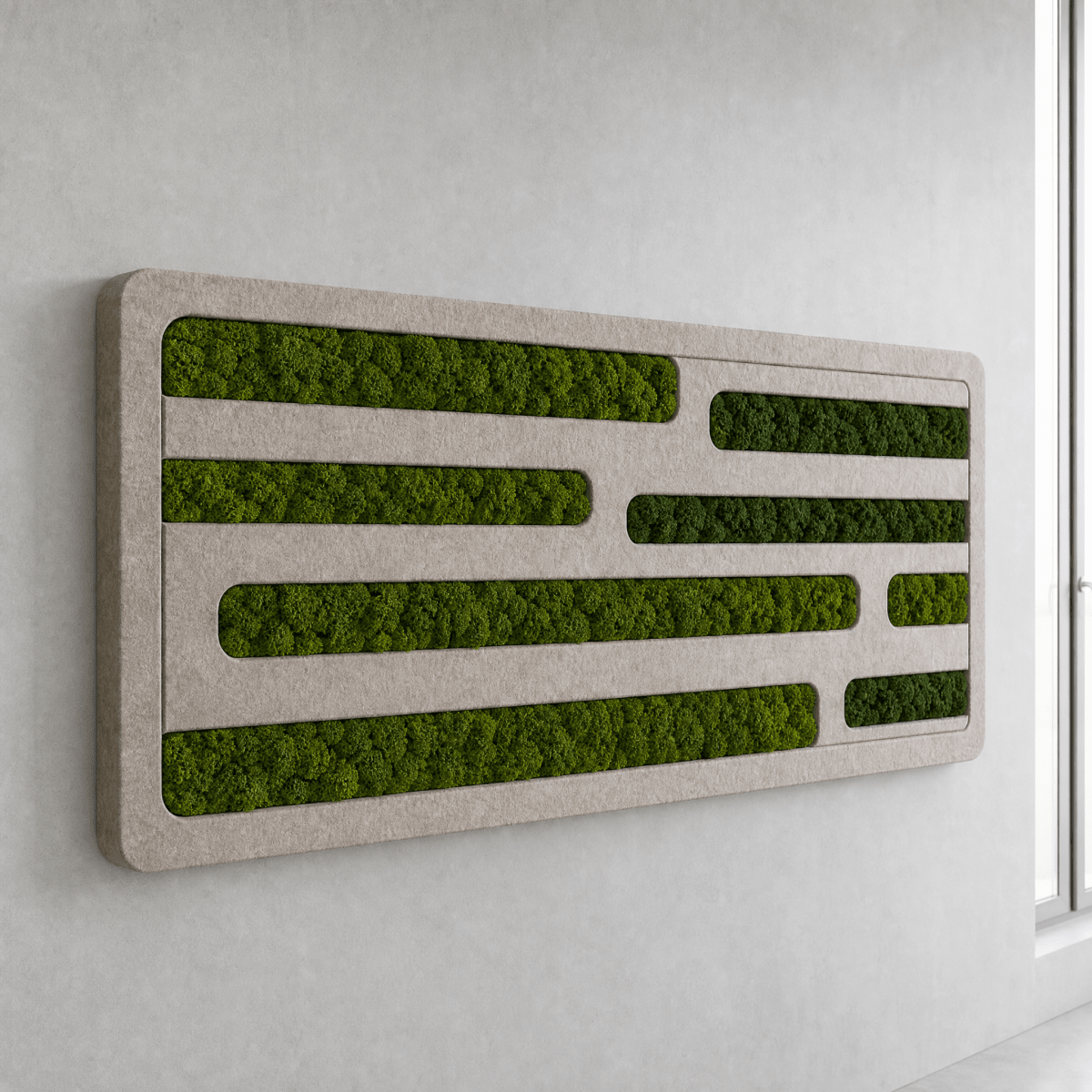 Akustik-Moosbild Lines 140×50 cm - Dream in Green