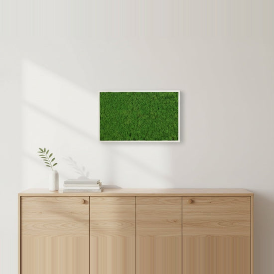 Moosbild Islandmoos 50x25 cm – Rahmen Beige - Dream in Green